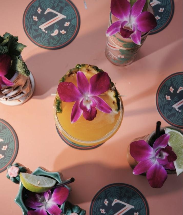 Orchid-topped cocktails