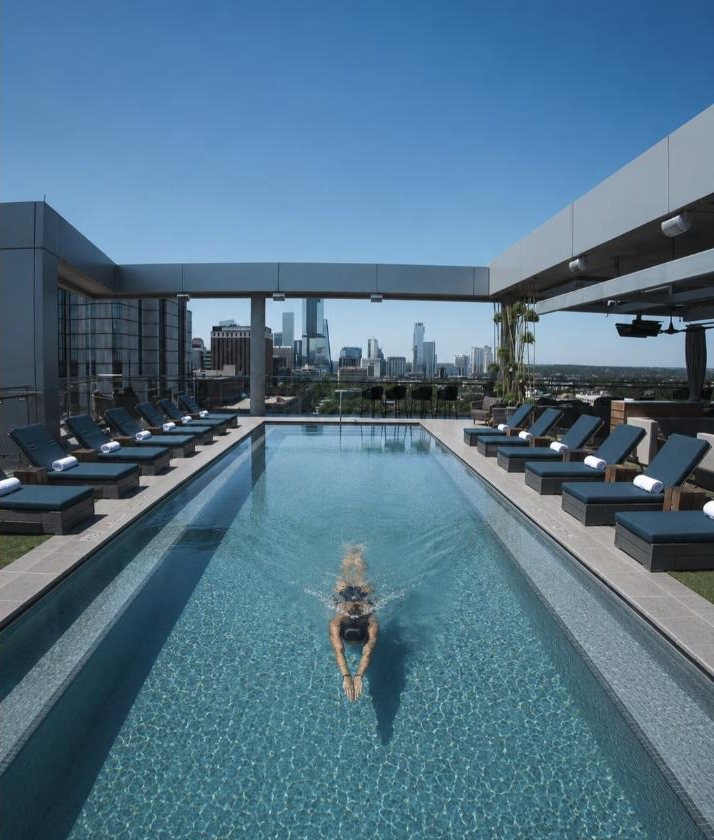 Rooftop pool overlooking downtown Austin